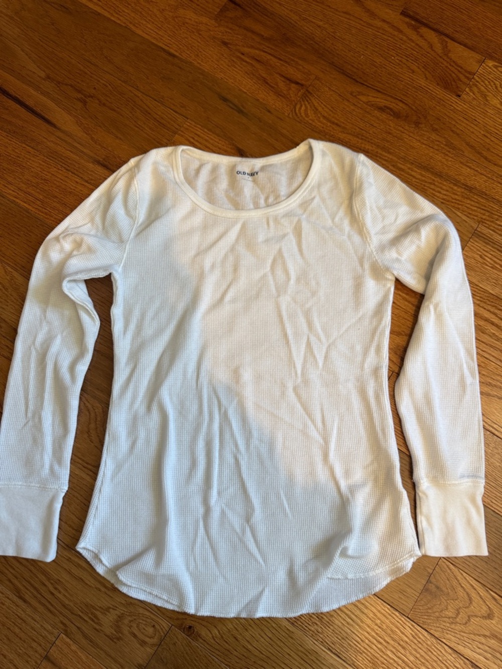 Old Navy Off-White Ribbed Scoop Neck Long Sleeve Top